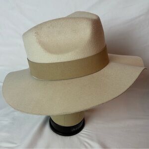 Teressa Foglia x Curateur Womens Wool Wide Brim Fedora Hat Tan White Size OS